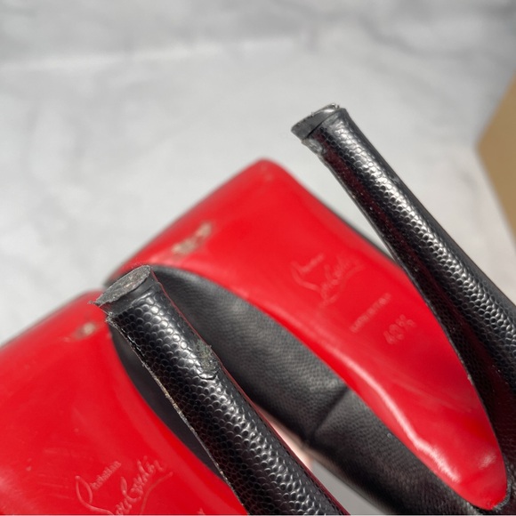 Christian Louboutin Very Prive 120 Platform Leather Pump Heels Black Red 40.5 - Picture 11 of 14